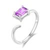 S925 Pure Silver Crystal Open Ring, Adjustable Size, 6 Colors Optional, Minimalist Korean Style Band Jewelry Gift for Girlfriend