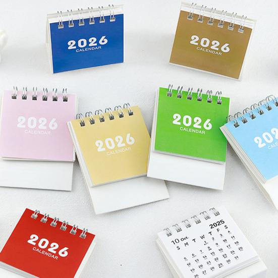 2026 Mini Desktop Calendar Cute Cartoon Desk Planner with Spiral Binding Small Planning Notebook