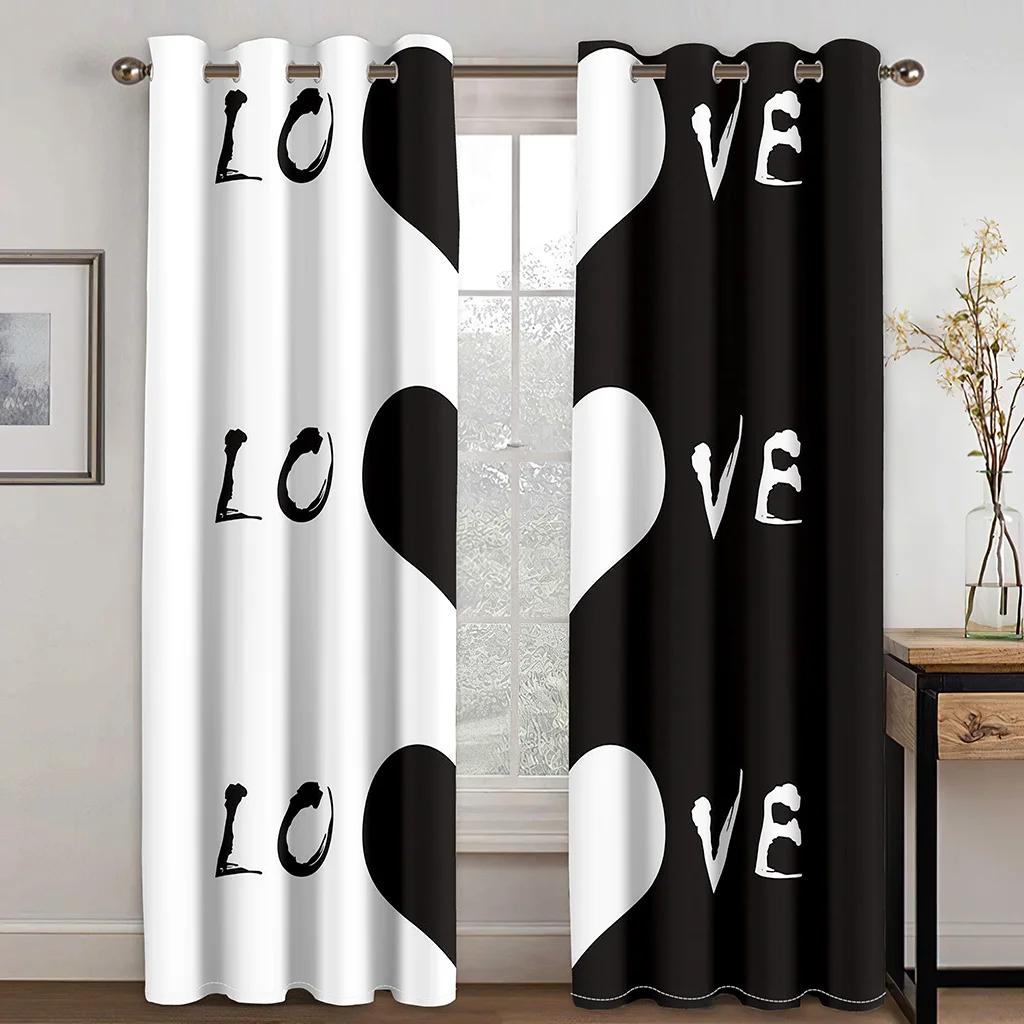 Valentine's Day Romantic Rose Love Curtains Wedding Decor Curtains 2 Panel Deluxe Living Room Bedroom Window Decor Curtains