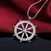 18-24 Inches Fine 925 Sterling Silver 40MM Rudder Zircon Women Men Necklace For Fashion Gift Party Wedding Charm Jewelry