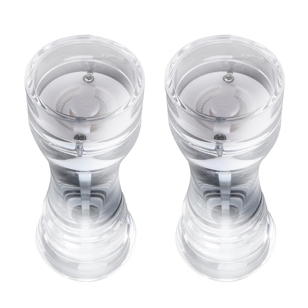 2Pcs Acrylic Manual Grinder Transparent Pepper Salt Mill Spice Jar Grinder Kitchen Grinding Tool6in