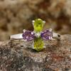 Amethyst And Peridot Gemstone Ring 925 Sterling Silver Solid Stone Fashion Rings for Women's Gift Idea Gemstone Jewelry 5.6 Gms Approx