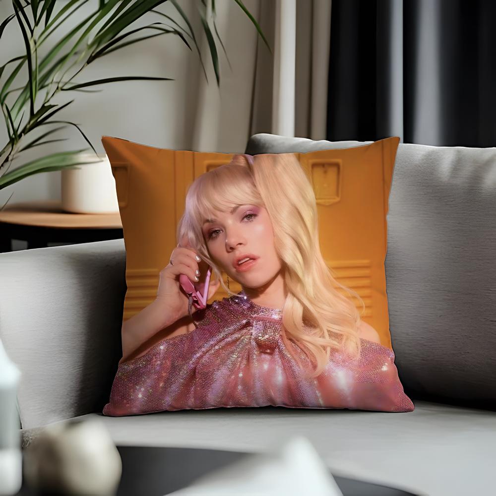 Fashion Ccarly Rae Jepsenful Cushion Cover Antidustmite Pillowcase Invisible Zipper Silky Short Plush Sofa Cushion Cover
