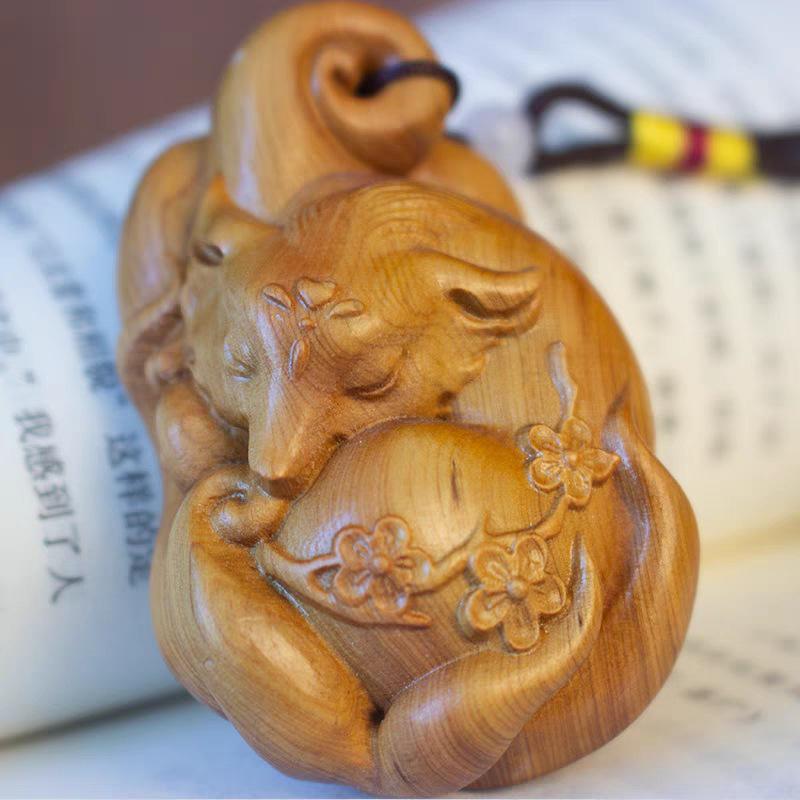 Кулон-лиса Фэн Цзю из кипариса с кисточкой в качестве украшения Подарок