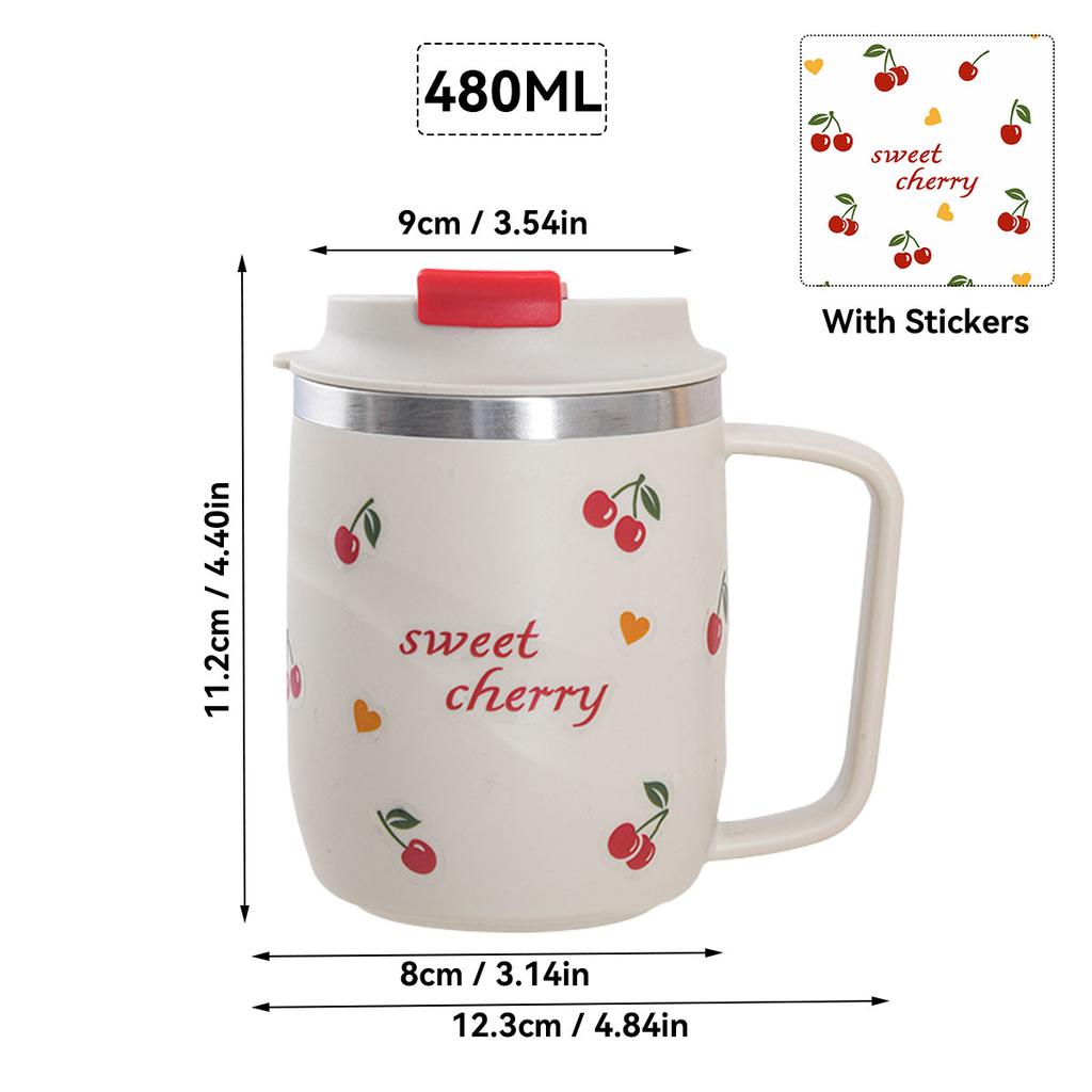 480Ml 304 Stainless Steel Coffee Mug With Anti Scalding Handle Double Wall Insulated Drinking Cup Reusable Drinkware