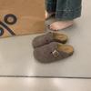 Large Size 41 Suede Bag Head and Half Slippers for Women Wearing Lazy Shoes with Cork Soles