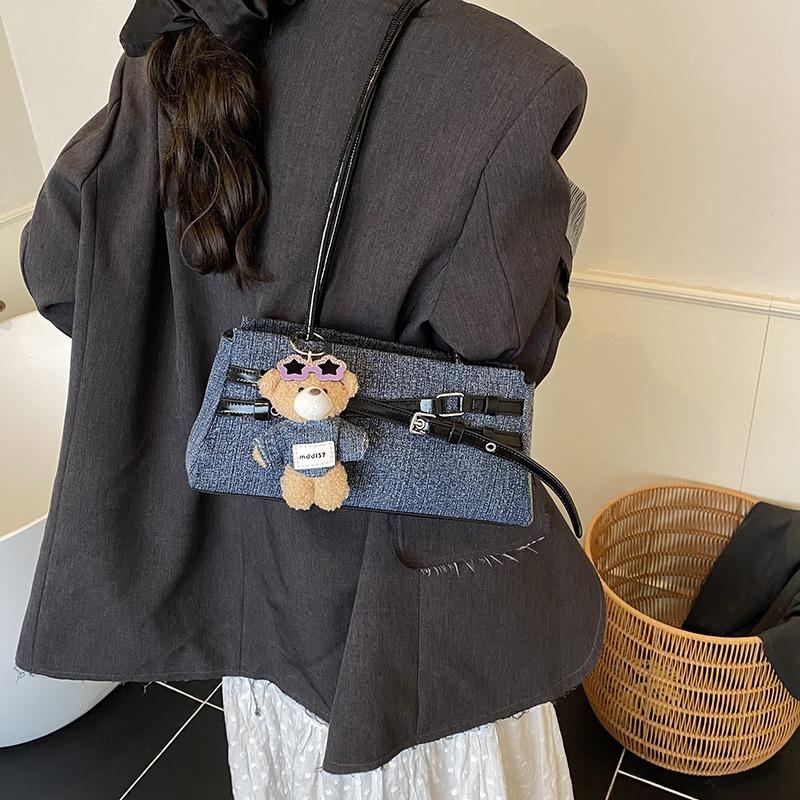 Нишевая джинсовая сумка женская новая контрастного цвета универсальная на плечо подмышку модная сумка для поездок на работу