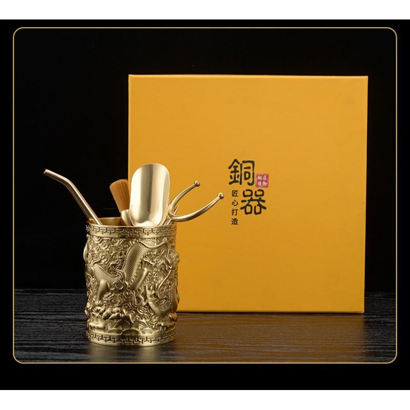 Brass Tea Ceremony Tools Set Six Gentlemen Gongfu Brewing Chinese Style Accessories