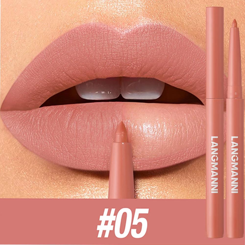 LANGMANNI Sexy Velvet Matte Lip Liner Pen Waterproof Silky Natural Contour Non-Stick Cup Makeup Lipstick Pencil Lasting Cosmetic