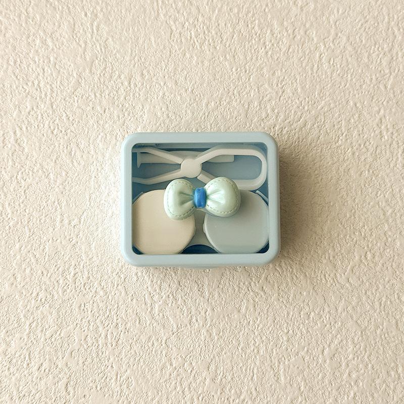 Candy Color Contact Lenses Box Cute Bow Portable Contact Lens Case with Tweezer Suction Stick Set for Travel Kit Holder
