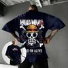 Футболка с принтом Череп Луффи из Аниме One Piece Мужская Женская Уличная Одежда Хлопковая с коротким рукавом 2026 Летняя с Графическим Принтом Свободного Кроя Повседневные Топы
