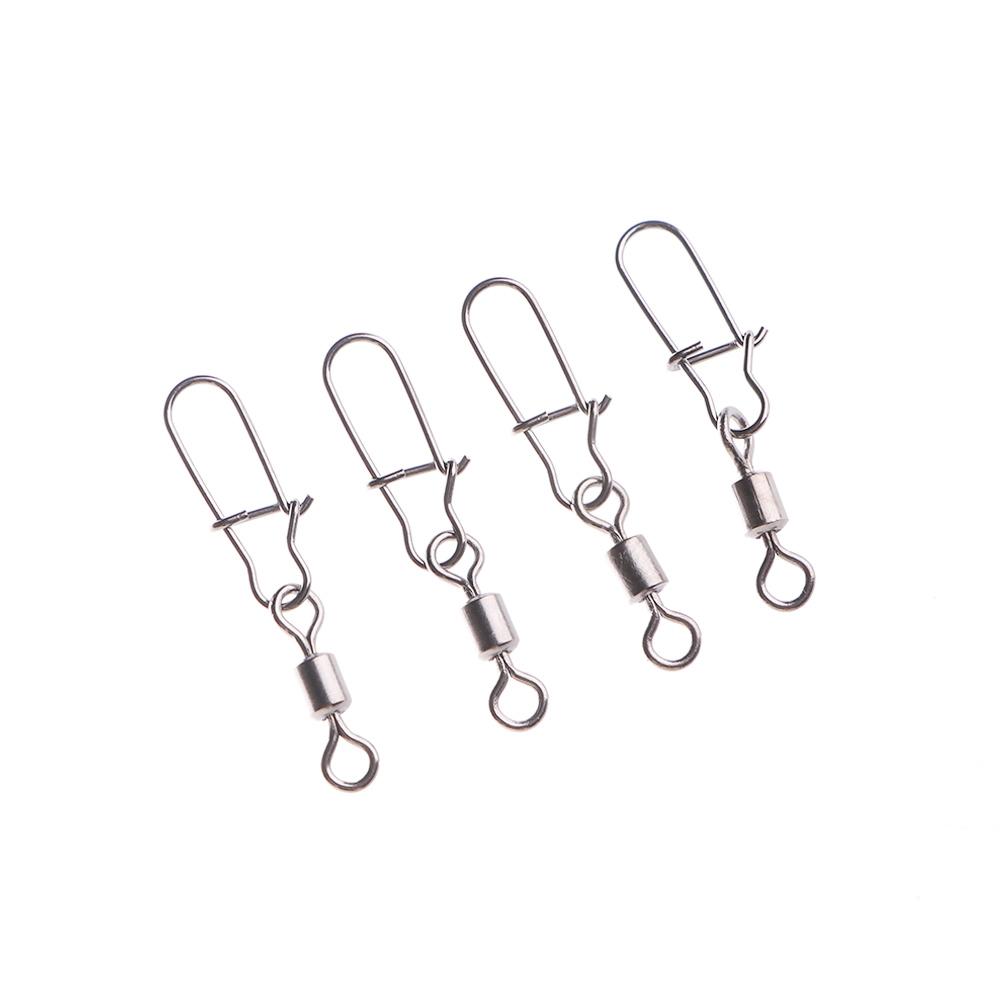 50 шт. прочный с крючковым замком рыболовный крючок вращающийся вертлюжок соединитель для снастей вертлюги рыболовный подшипник
