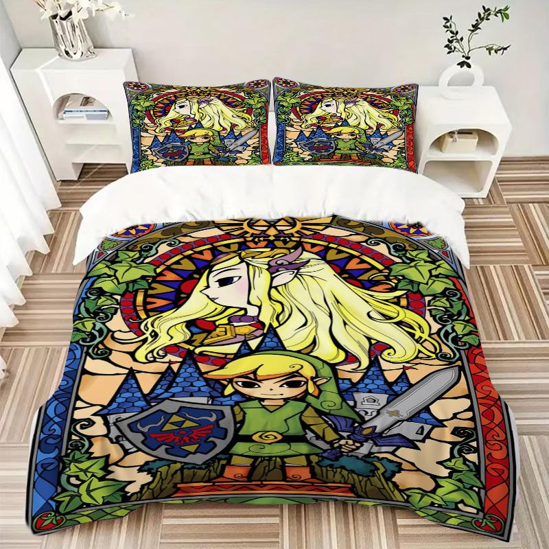 Link'S Glass Adventure Print 3Pcs Bedding Setduvet Cover With 2 Bedropillowcase Home Birthday Gift