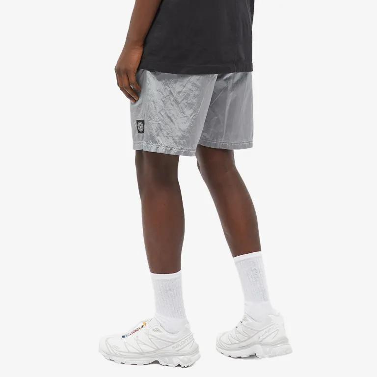 STONE ISLAND Однотонные эластичные повседневные шорты с логотипом для мужчин, серые 7715B0943-V0044