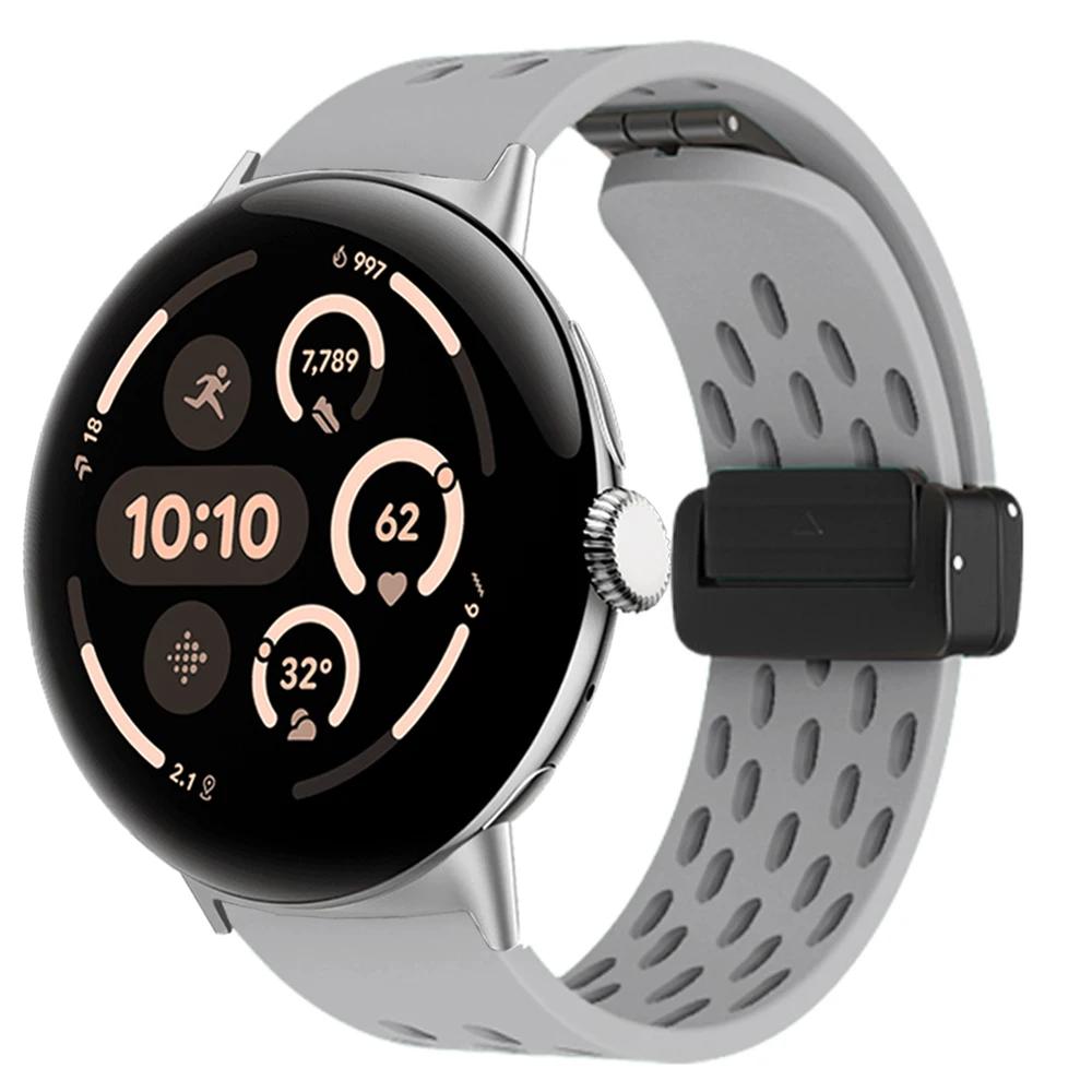 Дышащий силиконовый ремешок для Google Pixel Watch 3 45 мм Магнитный браслет для Pixel Watch 3 41 мм Заменяемые аксессуары для браслета