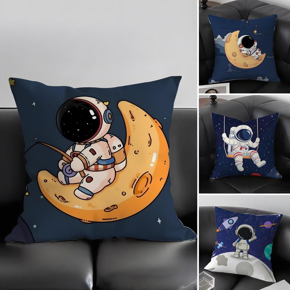 Astronaut Cute Cushion Cover Pillowcase Ultra Soft Skin Friendly Fabric Cloud Like Comfort Concealed Zipper