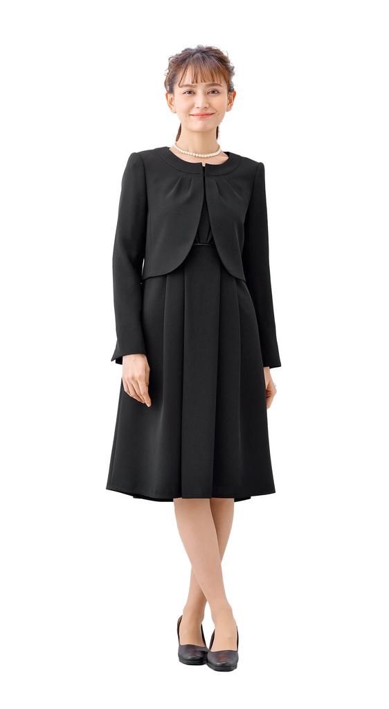 Black Formal Mourning Clothes Ensemble One Piece Formal Clothes Washable for Ceremonial Occasions [Margaret Gold] Women's M426-09