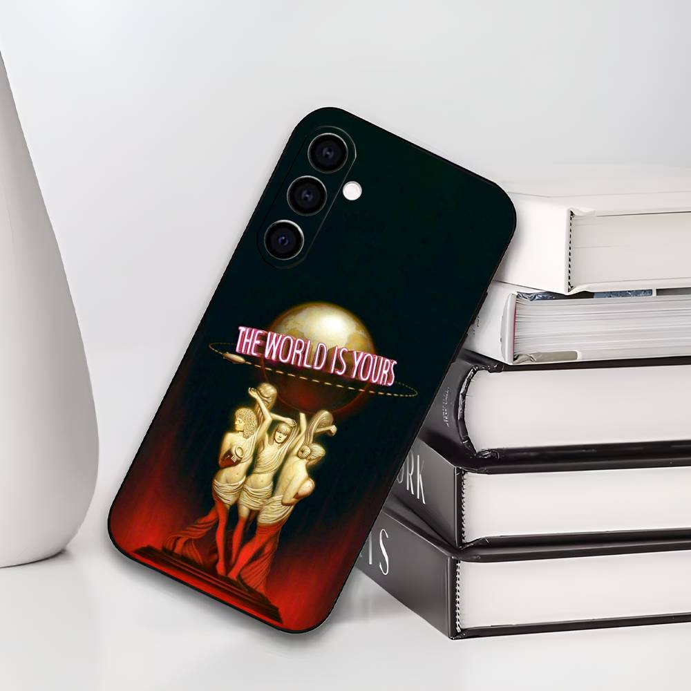 Silicone Soft Phone Case 'The World Is Yours' S-Scarfaces Compatible with Samsung Galaxy A73 A72 A71 A70 A53 A52 A51 A32 A31 A21