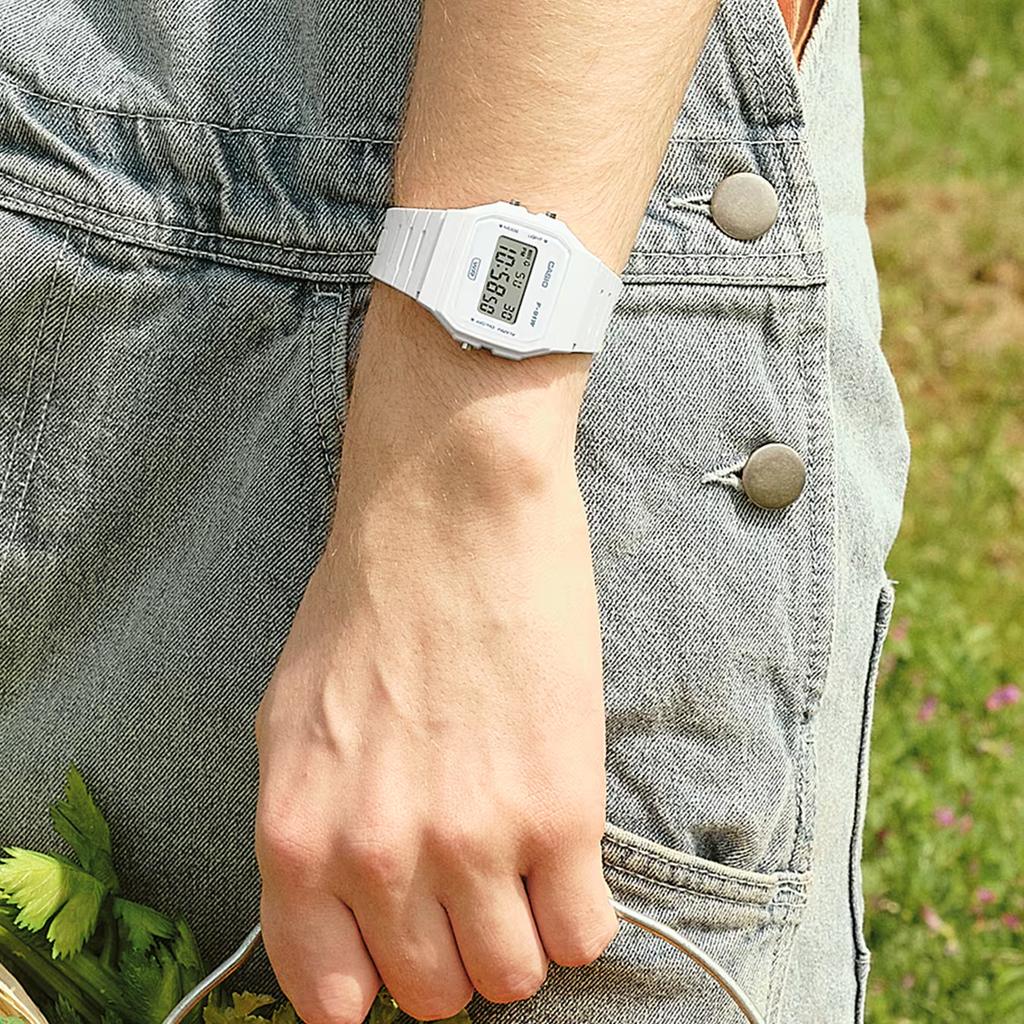 Casio Серия Pop Элегантные Водонепроницаемые Кварцевые Часы Ремешок из Смолы Мужские Часы Серые F-91WB-7A