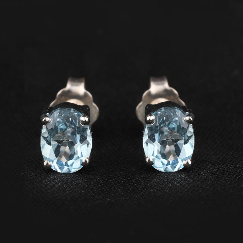 Серьги из серебра 925 пробы с овальным голубым топазом для женщин, элегантные ювелирные изделия с драгоценными камнями, подарок