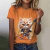 Women's T-Shirts 3d Cartoon Rock Cat Print Hip Hop Oversized T Shirts Y2k Female Clothing Summer Fashion Top With Sleeves