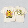 Детская футболка Pokémon Пикачу «Привет, дружище» с графическим принтом, футболки с коротким рукавом для мальчиков, девочек и взрослых, летние повседневные топы, 5 цветов
