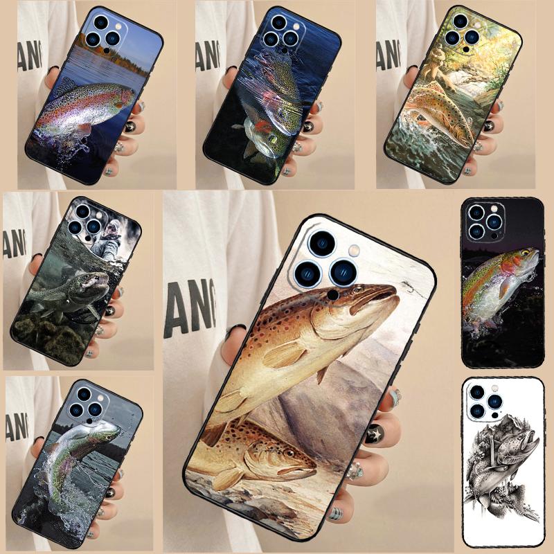 Vintage Trout Fishing Phone Case For iPhone 17 Air 16 15 14 13 11 12 Pro Max 13 12 mini 15 16 Plus 16e Cover Funda