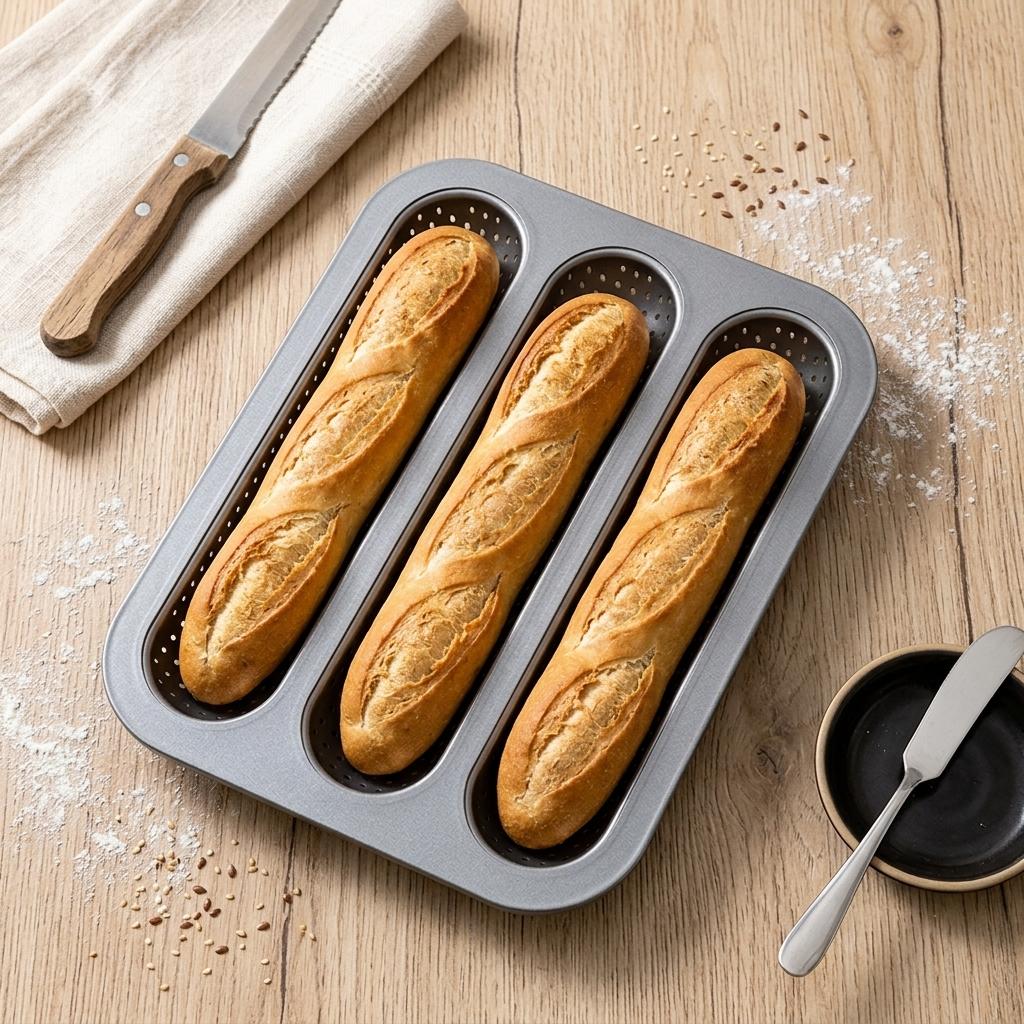 4-Slot Nonstick Baguette-Pan For Home Baking Aluminum Alloy Bread Mold