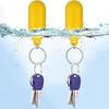 2 Pcs Bright Yellow Buoy Floating Key Chain Pills-Shape Float Key Rings for Boat Sailings Kayak Surfing Water Sports Floating Chin Sports Fan Key