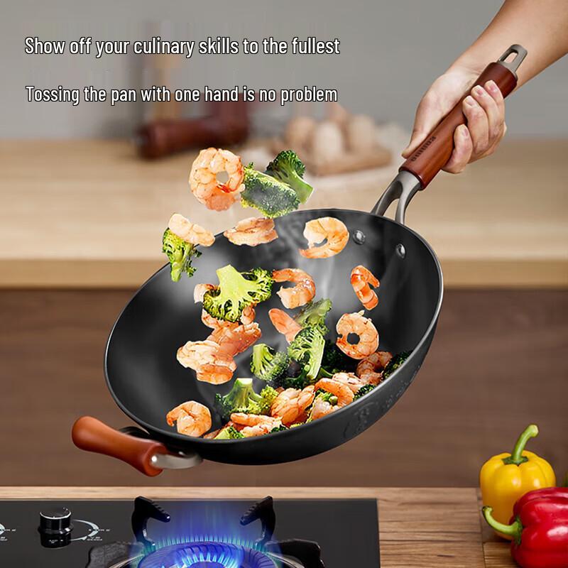 Чугунный вок Oumeida с крышкой