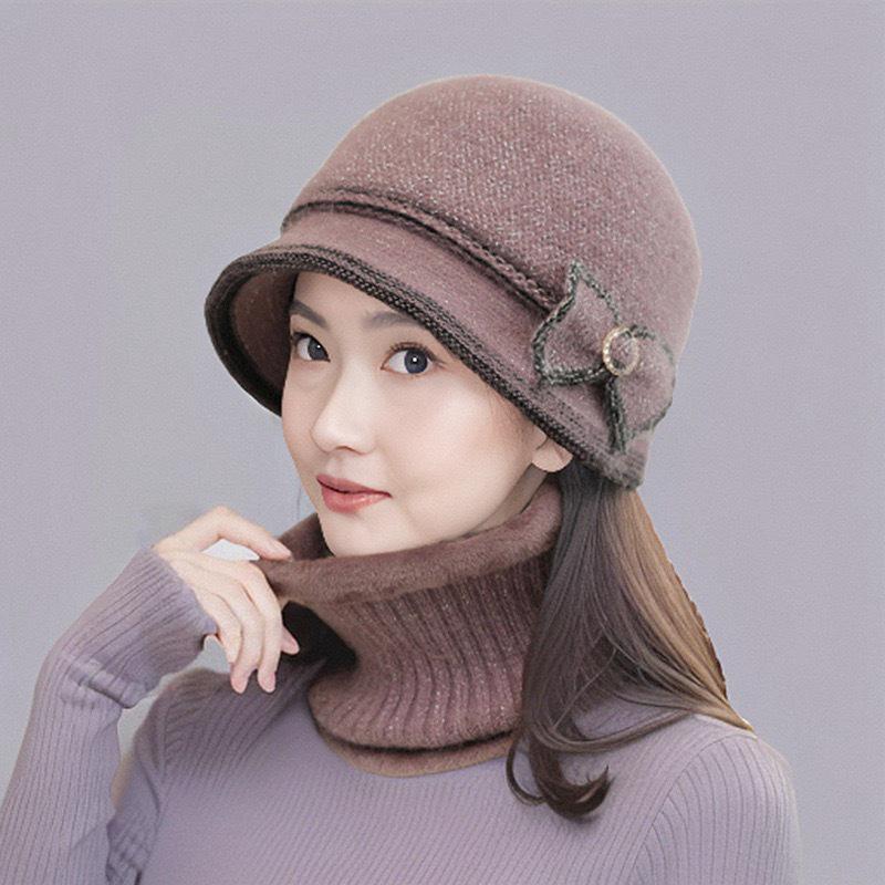 Stylish Knitted Bow Fisherman Hat for Women: Warm & Versatile Autumn/Winter Wool Bucket Hat for Middle-aged & Elderly