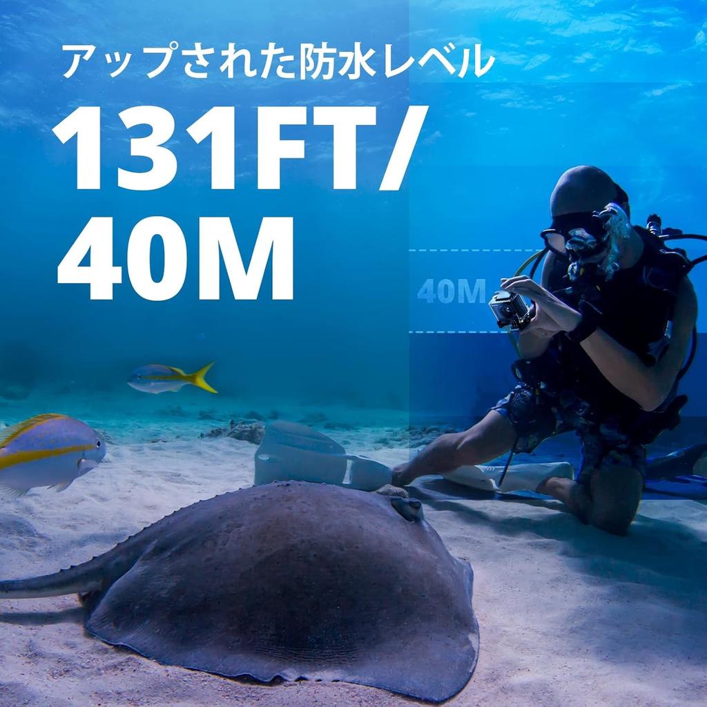 Экшн-камера AKASO Brave 4 Pro 4K 20 МП Двойной цвет 40 м Подводная съемка Внешний HDMI 5x Селфи-палка и чехол для хранения в комплекте Камера, Разрешение,