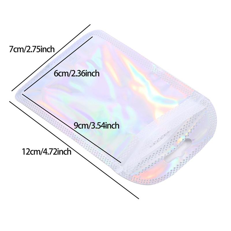 50pcs Thicken Ziplock Bags Resealable opp Bags Holographic Laser Color Plastic Pouch for Jewelry Display Packaging Storage Bag