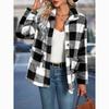 Autumn Women's Square Checkered Lapel Woolen Coat