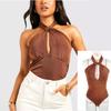 Women's Clothing Sexy Slim Halter Sling Double Layer Sleeveless One-piece Top