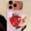 Милый красный чехол для iPhone 17 с рисунком в горошек, клубникой, бантом и животными для iPhone 16 Pro Max 17 Pro 14 13 15 Двухслойный противоударный чехол