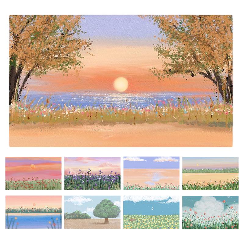Oil Painting Landscape Printed TV Dust Cover Elastic All Inclusive LCD Screen Cover 32-85 Inch Home Decor Hanging TV Hood