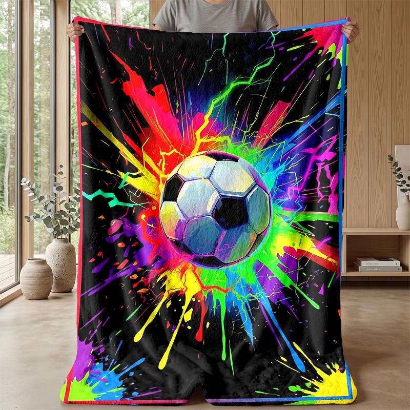 Soccer Ball Splash Art 11 Theme blanket Lightweight Warm Flannel Blanket Decorative Throw Blanket for Home Decoration