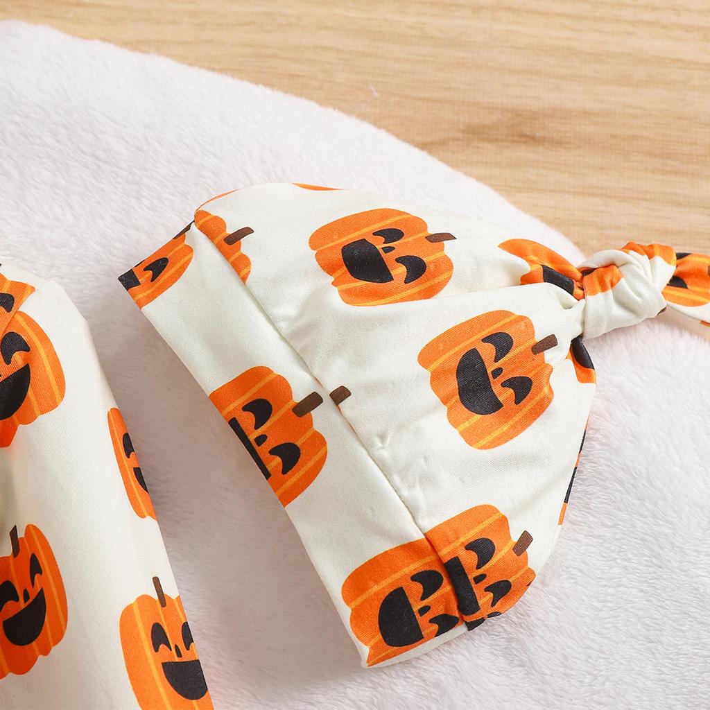 Комбинезон на молнии с рисунком тыквы для мальчиков и девочек, комбинезон с шапочкой