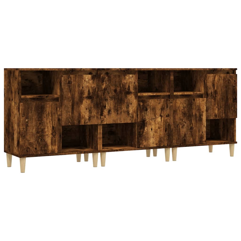 vidaXL Sideboards 3 Stk. Räuchereiche 60x35x70 cm Holzwerkstoff