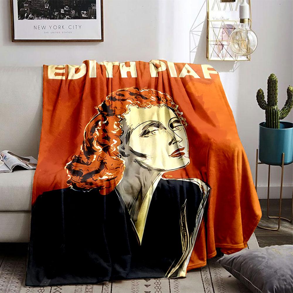 Vintage Edith Piaf Art Blanket for all seasons blanket lunch break throw gift