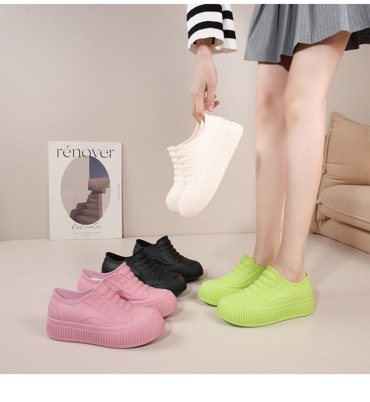 Women's Waterproof Non-Slip Hidden Heel Rain Boots - Fashionable Slip-On Short Tube Shoes