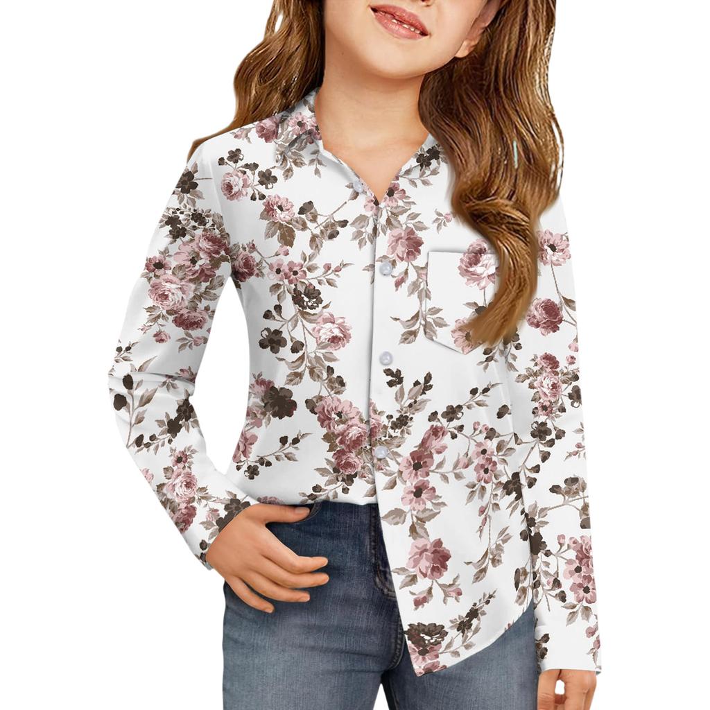 Girls' Button-Down Shirt - Long Sleeve Dress Blouse
