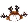 Christmas Reindeer Antlers Headband Women Fawn Horn Hair Hoop Party Costume Ears Plush Material Flexible Fit Headwear