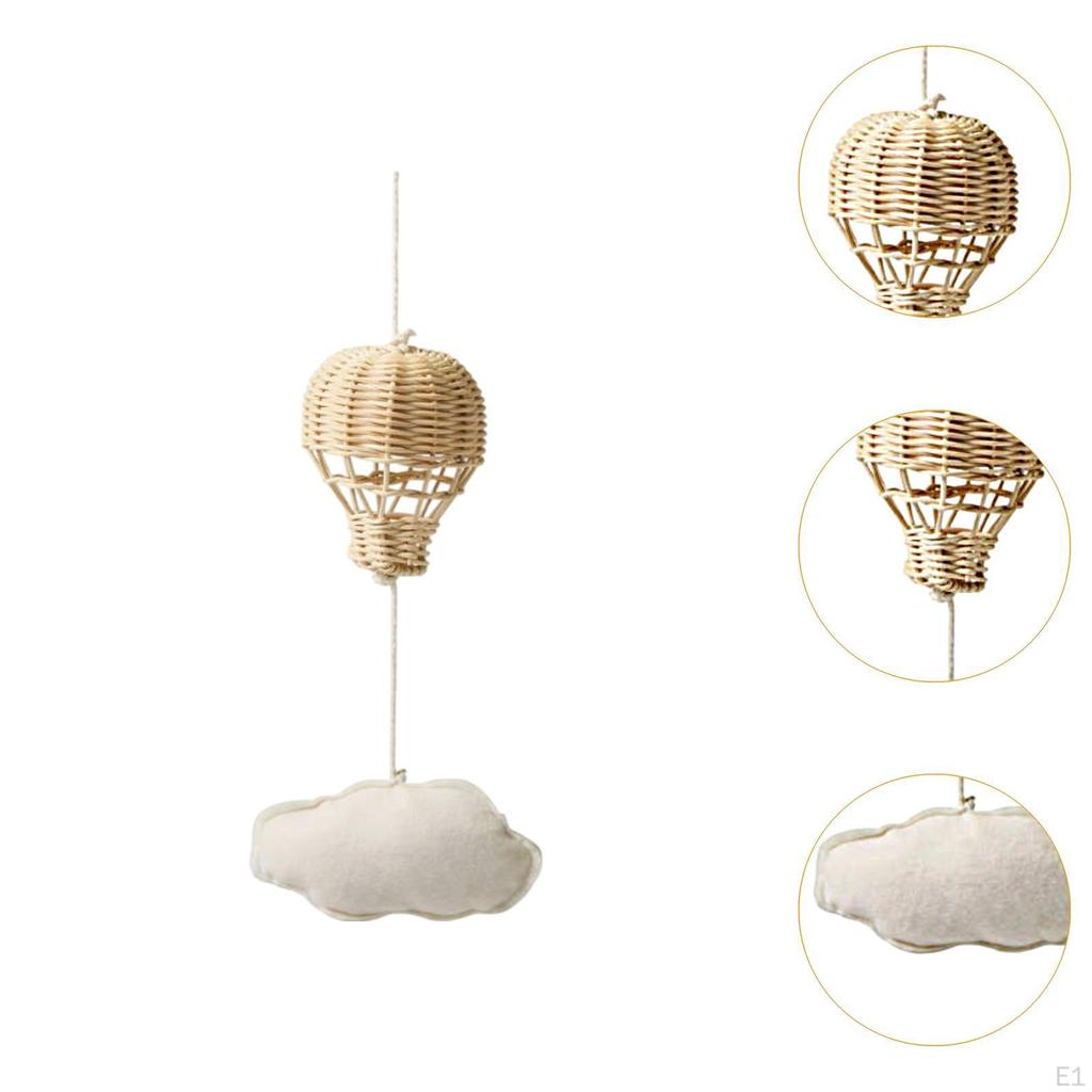 Rattan Air Balloon Baby Mobile for Crib,Decor,Hanging,Handcrafted Toy Woven Pendant Cloud