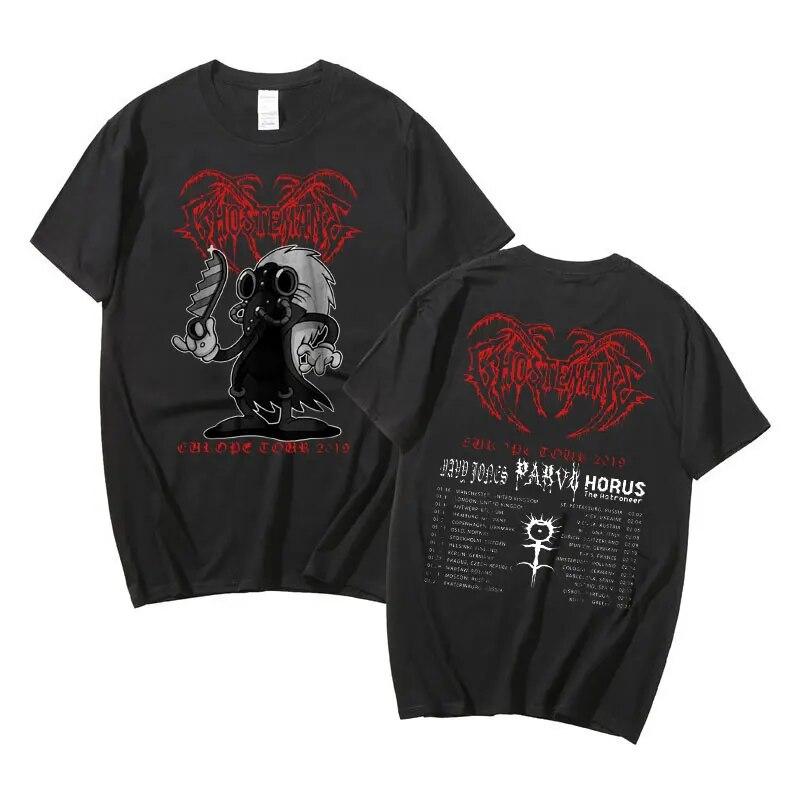 Ghostemane футболка с двусторонним принтом, футболка унисекс, футболки Pouya, топы унисекс из 100% хлопка, уличная одежда, унисекс, женские модные футболки в стиле хип-хоп