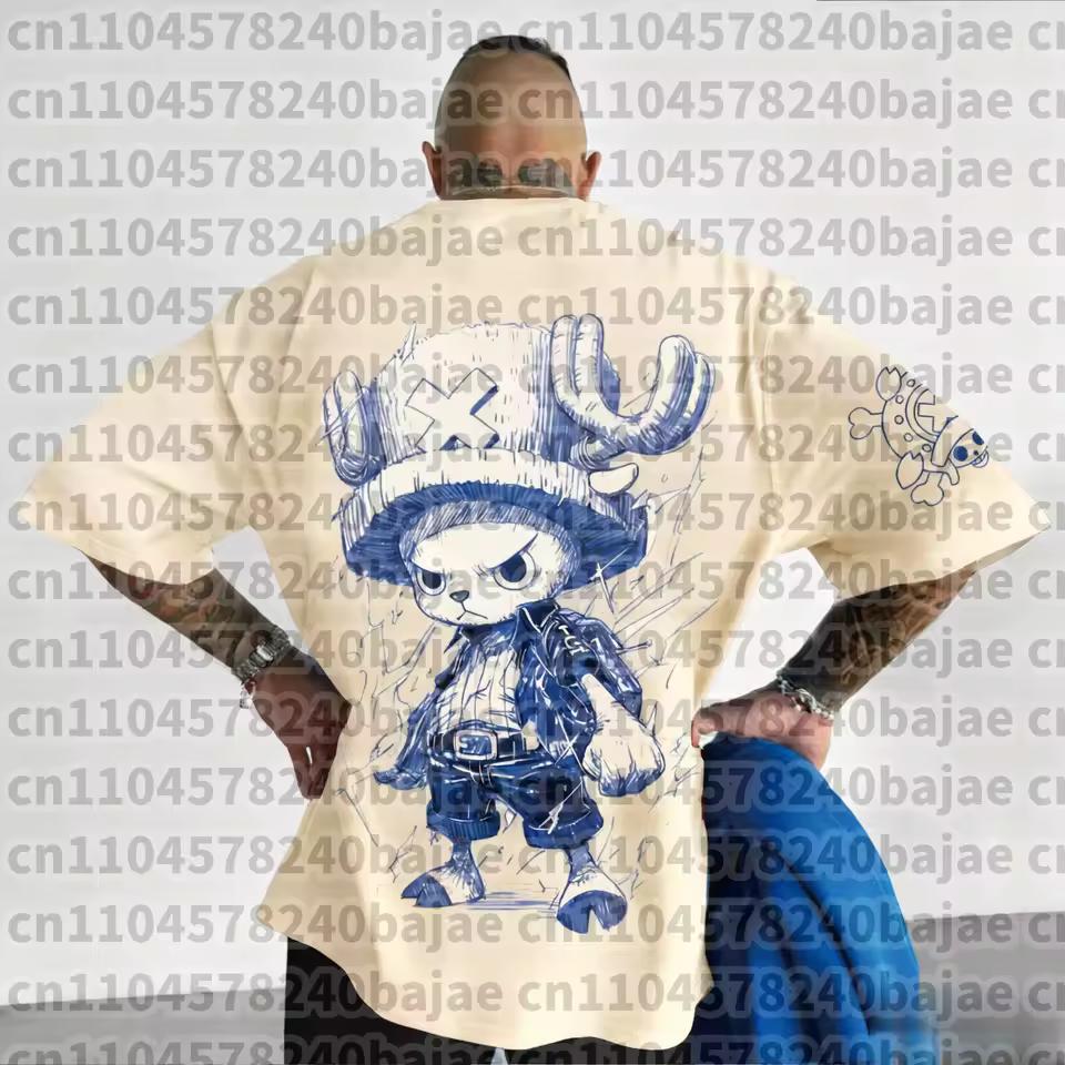 2026 New Summer ONE PICE T-shirt Men's and Women's New Tony Tony Chopper Printed Street Hip Hop Loose Casual Parent Child Top