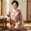 Imitation cotton pajamas in the elderly grandmother lady round neck long sleeve spring and autumn new loungewear suit