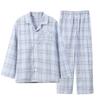 Poweforest Cotton Soccer Long Hospital Top and Bottom and Fall Men's 100% Pajamas, Sleeve, Moisture-Wicking, Quick-Drying, Breathable, Front-Opening,