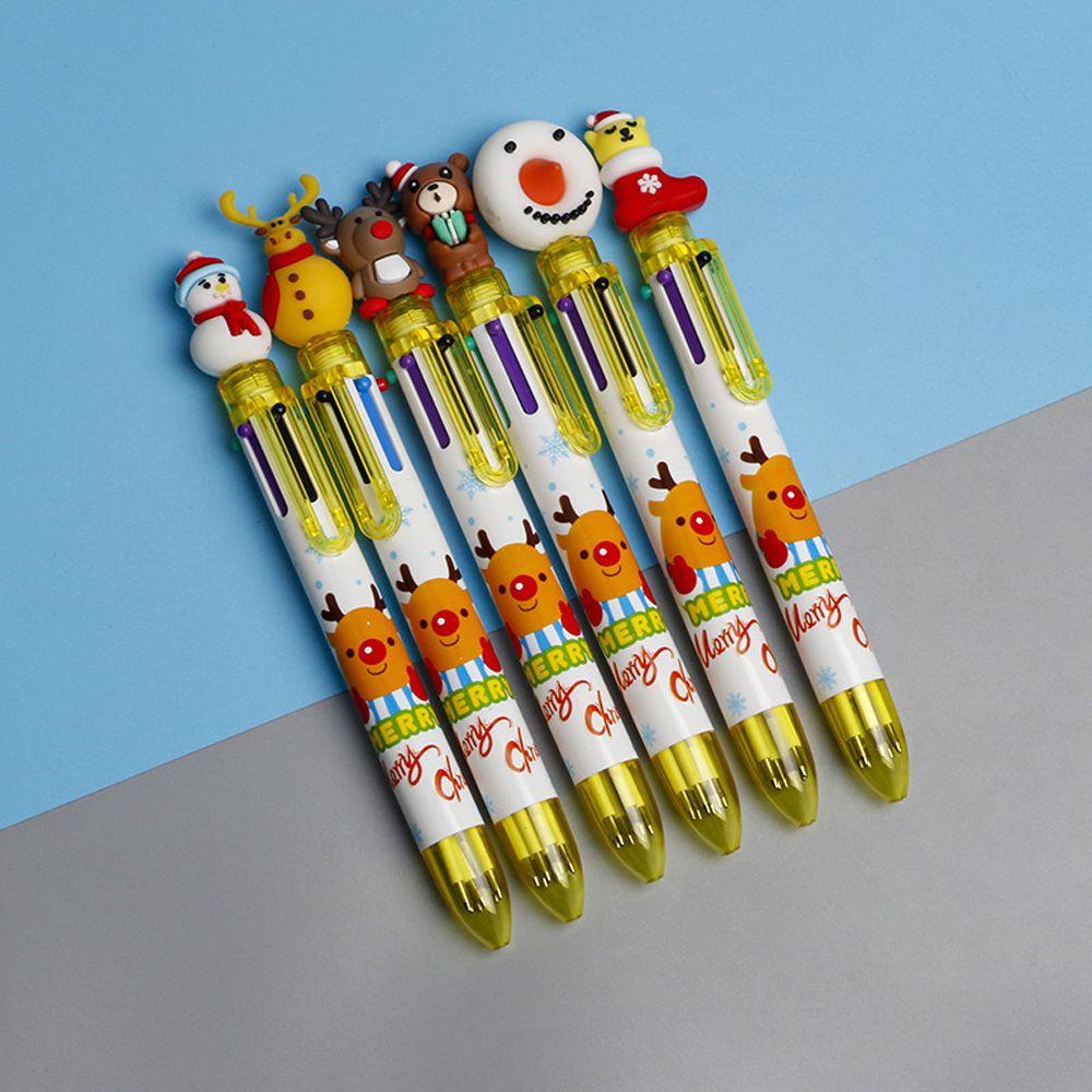 Decor Deer Elementary School Xmas Tree Christmas Ballpoint Pen Santa Claus Stationery Six Color Pen